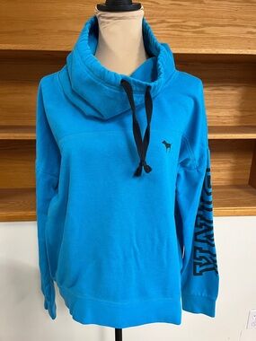 Victoria's Secret PINK Blue cowl neck sweatshirt with adjustable drawstrings